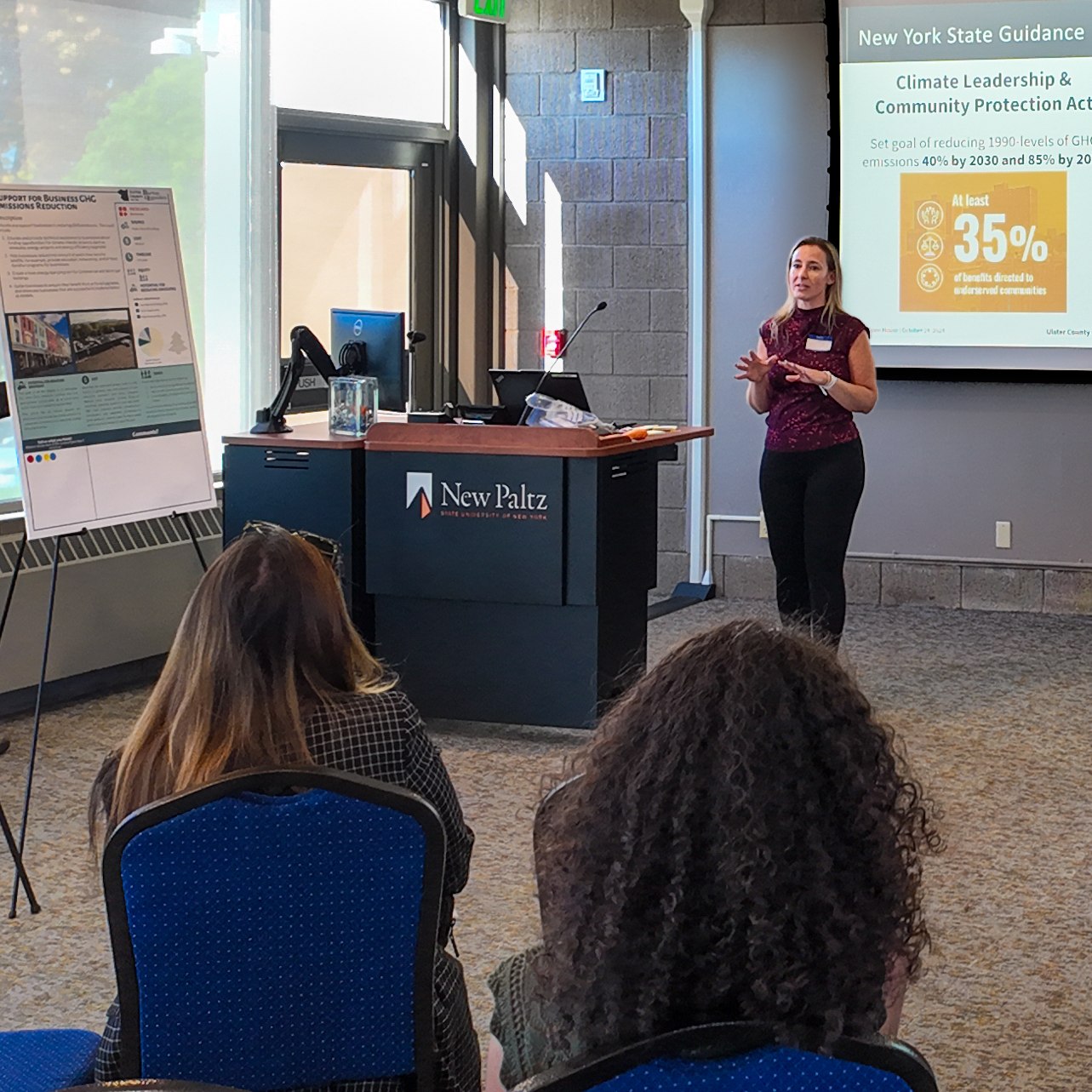 B&L staff leading a public meeting regarding a new Community Climate Action Plan